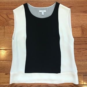 J. CREW 100% Silk Blouse in Ivory / Black Size 0